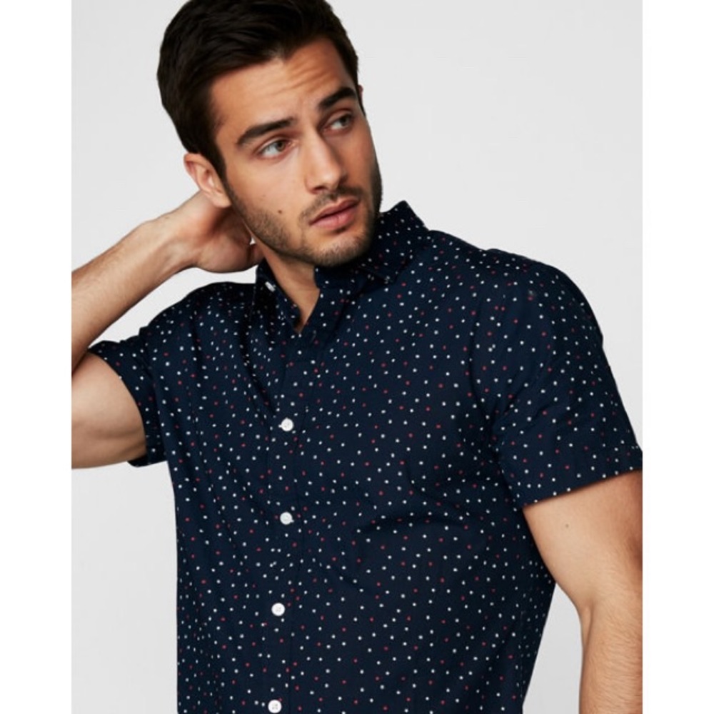 Classic Star Print Men's Short Sleeve Shirt
